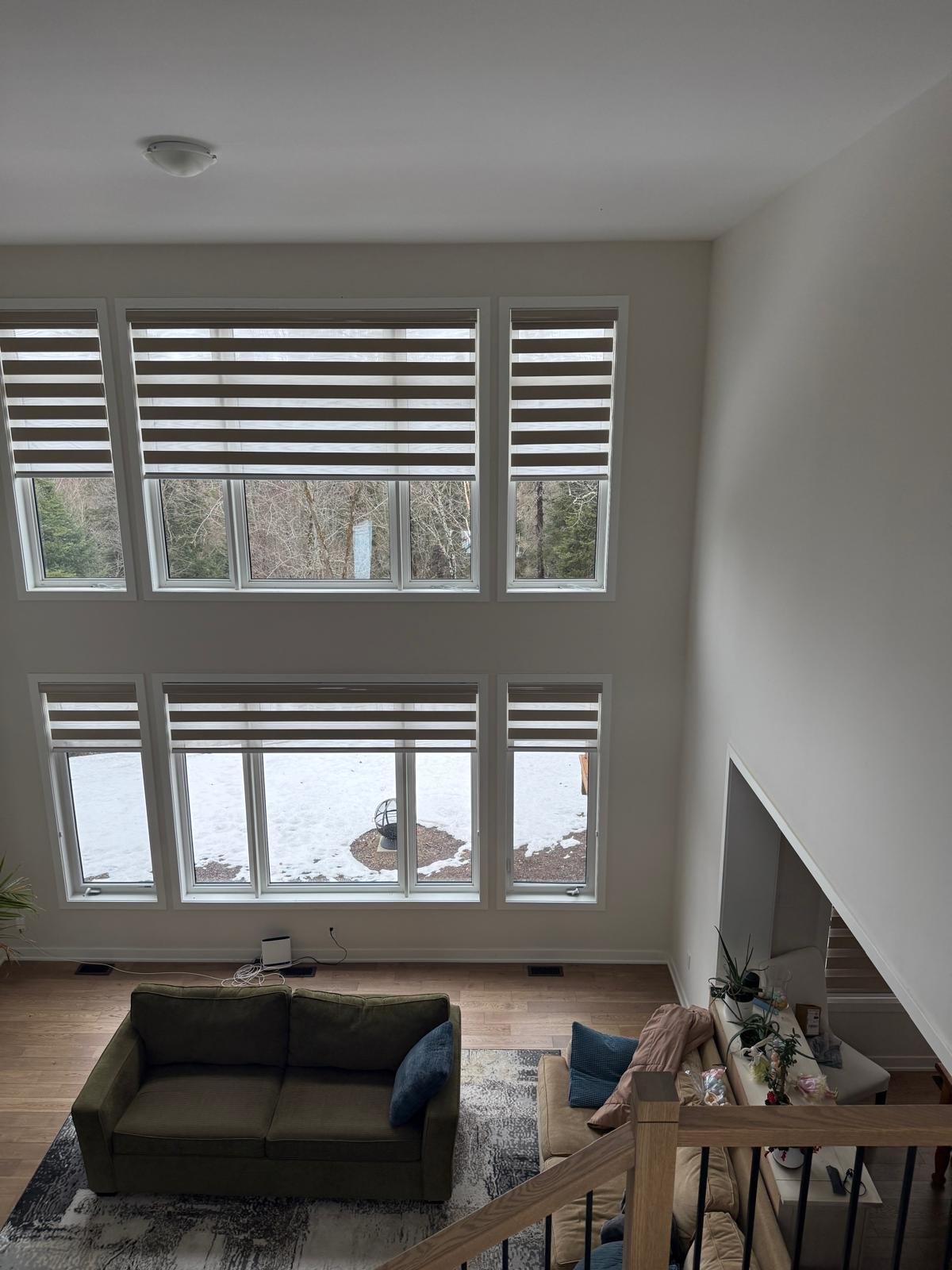GTA loft zebra shades on large upper windows