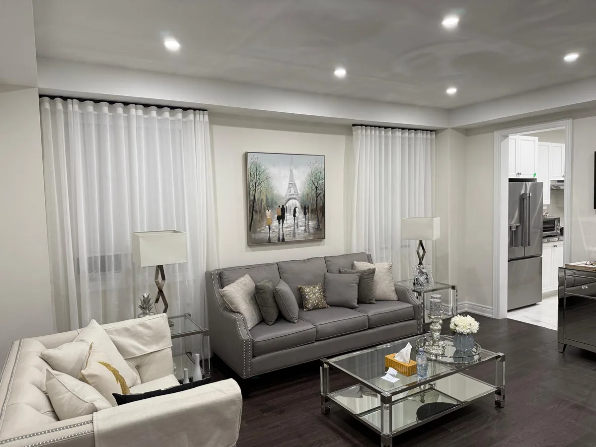luxury sheer drapery and custom window coverings in Richmond Hill area home