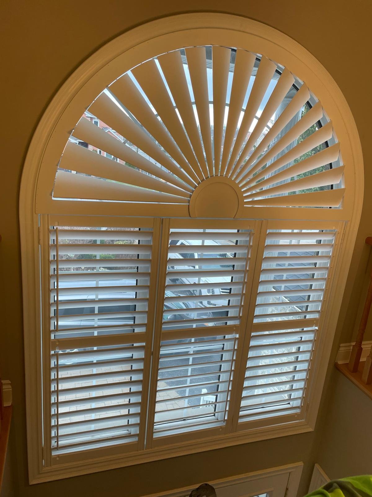Toronto arched plantation shutters custom fit for specialty window