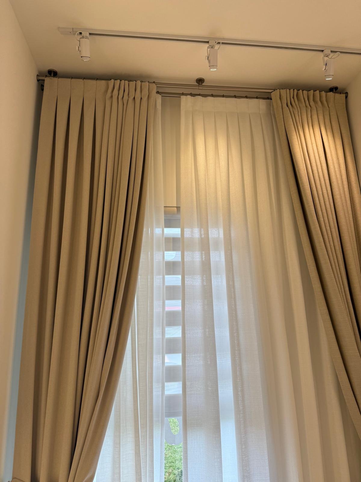Toronto beige drapery with sheer window treatment