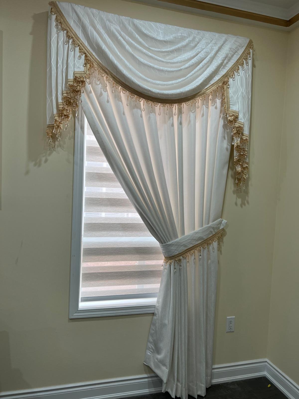 Toronto decorative drapery valance with custom window treatment
