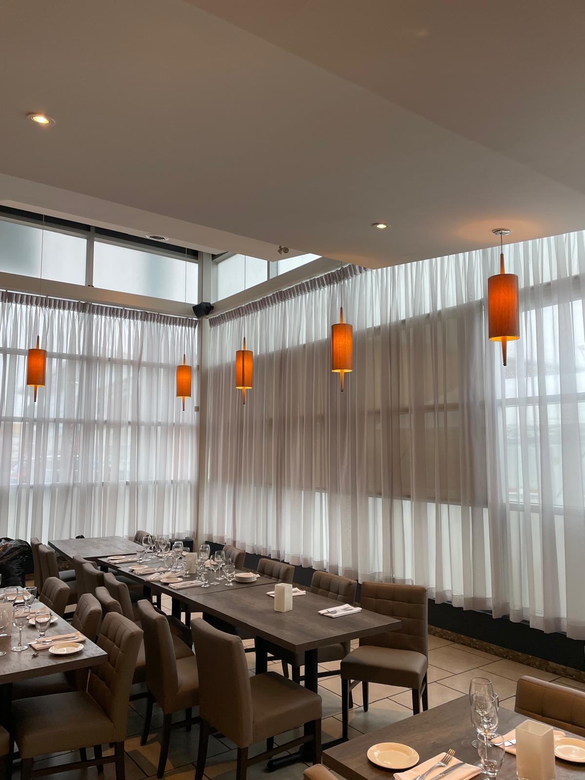 Toronto dining room sheer drapery and soft window treatments