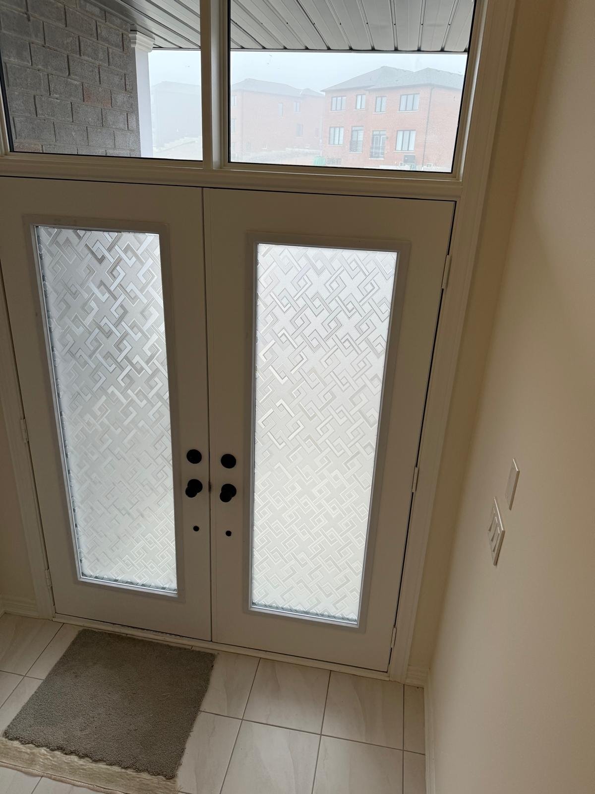 Toronto entry door privacy glass window covering
