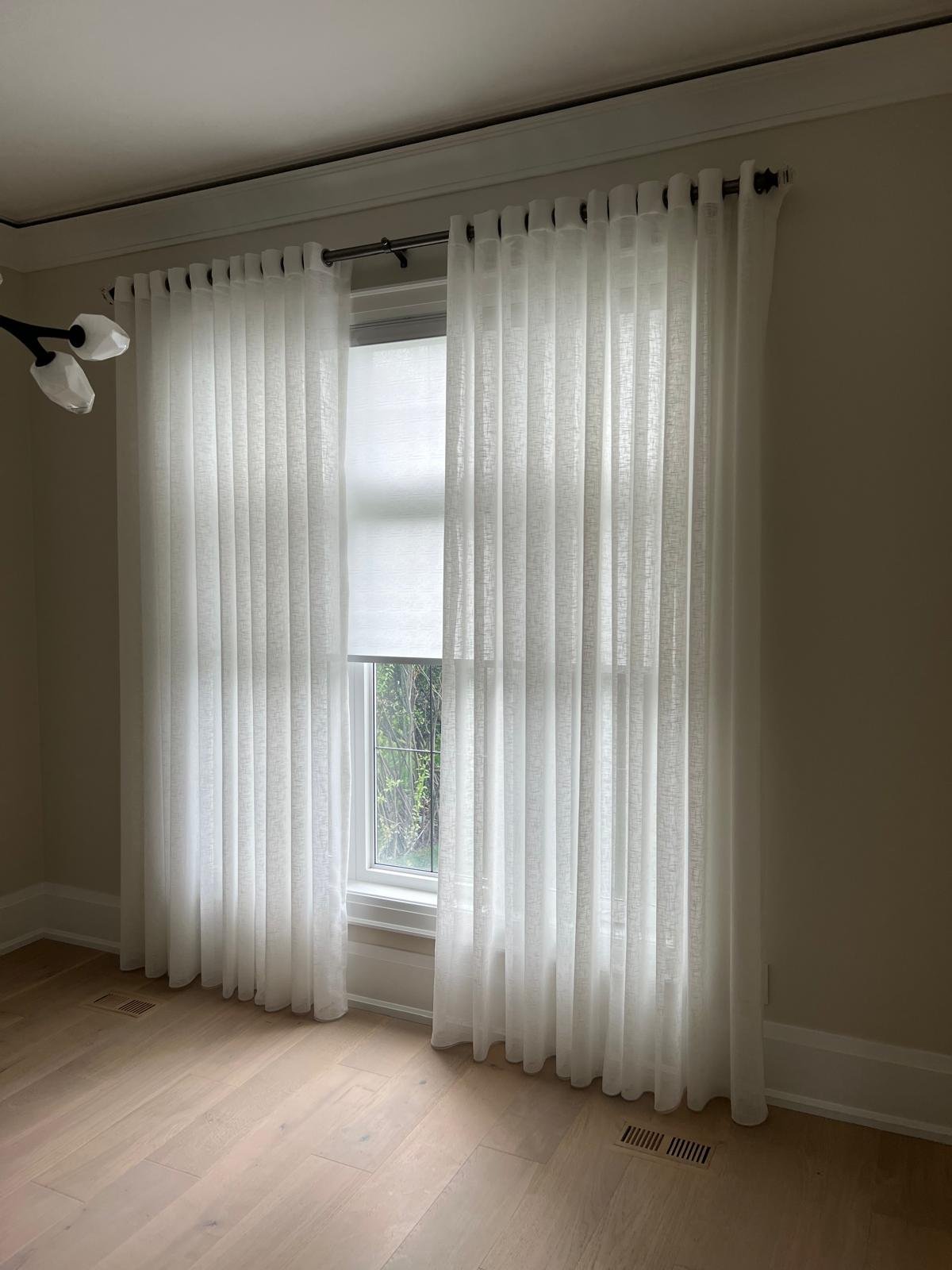 Toronto living room sheer curtains and custom window coverings