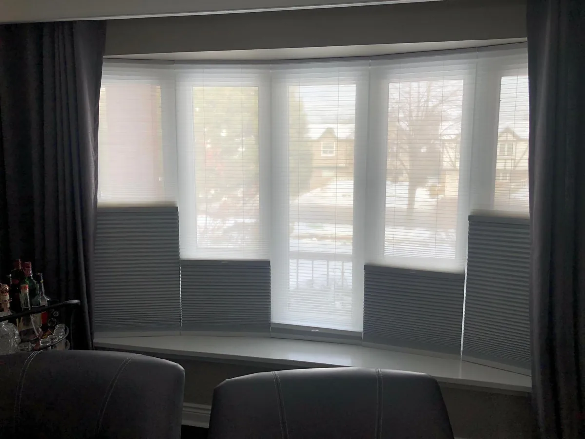 custom zebra shades and window coverings installed in a Toronto living room