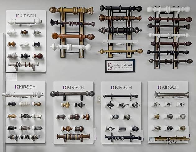 Drapery rods, rings, and hardware finishes